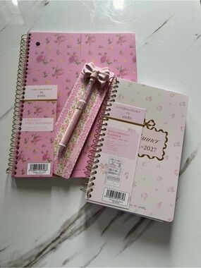 LoveShackFancy x Yoobi Pink Floral Spiral Planner Pen & Notebook